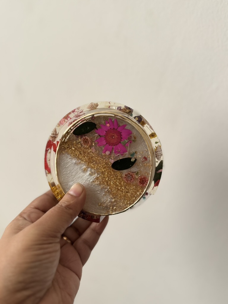 Resin Round Coaster Set with Holder